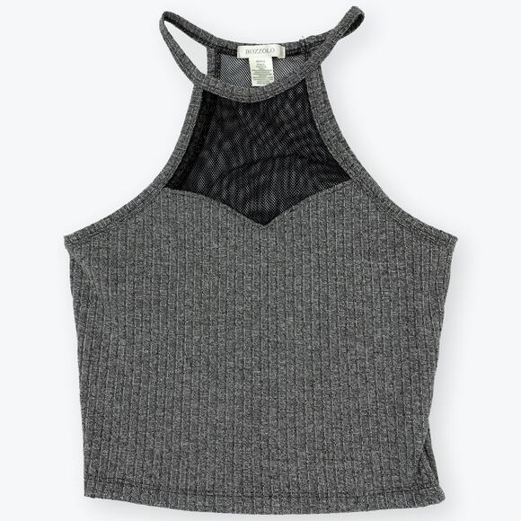 Bozzolo Black Gray Women Halter Sheer Tank S - Picture 1 of 5